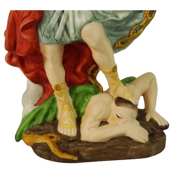 St Michael Archangel Crushing Devil Figurine 8.5in Saint Michel - Picture 3 of 8